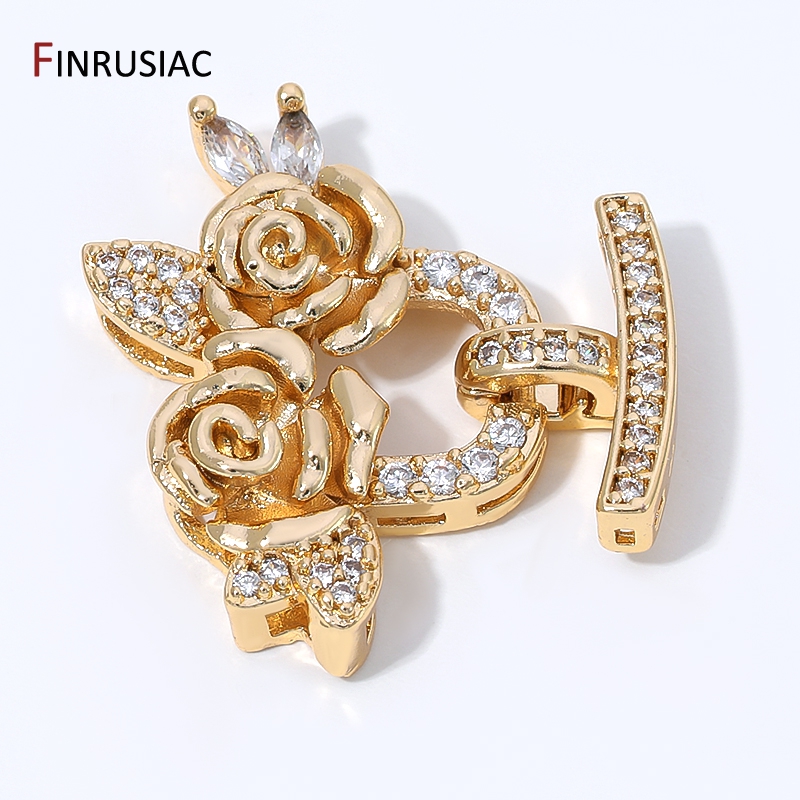 Art Craft Flower - 14K Altın Kaplama Pirinç Zirkon Çiçek