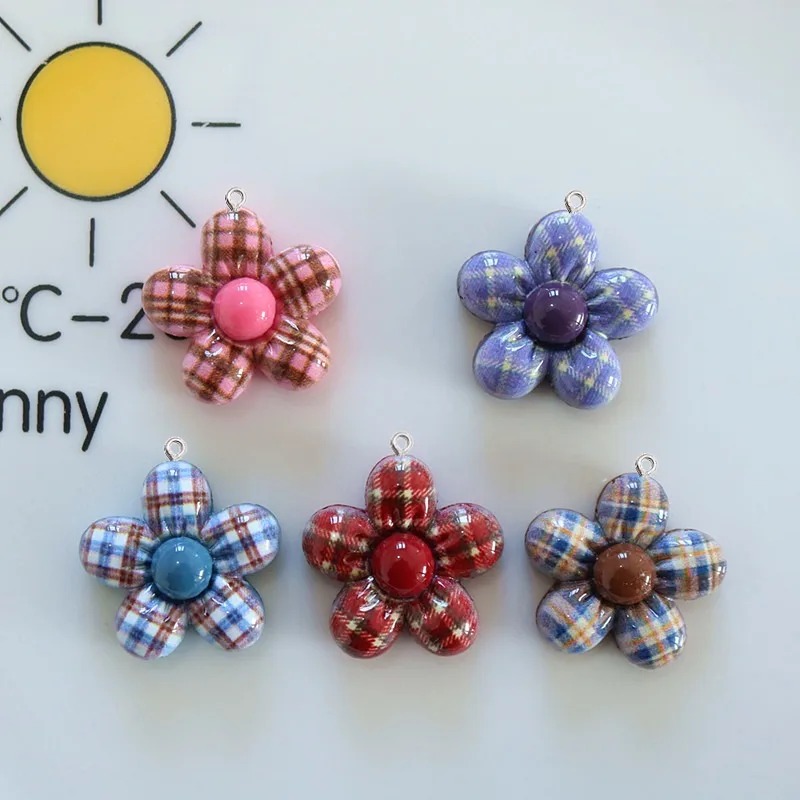 Art Craft Accessories - 10 adet tatlı çiçek düzlemsel reçine