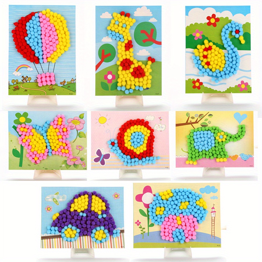 Unique Art Craft - 2 adet 16x21 cm Renkli Pom-Pom