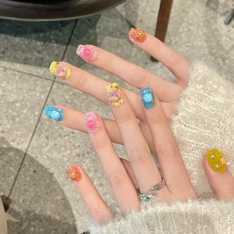 Art Craft Accessories - 100 Mini Renkli Kaplumbağa Reçine Süsleri