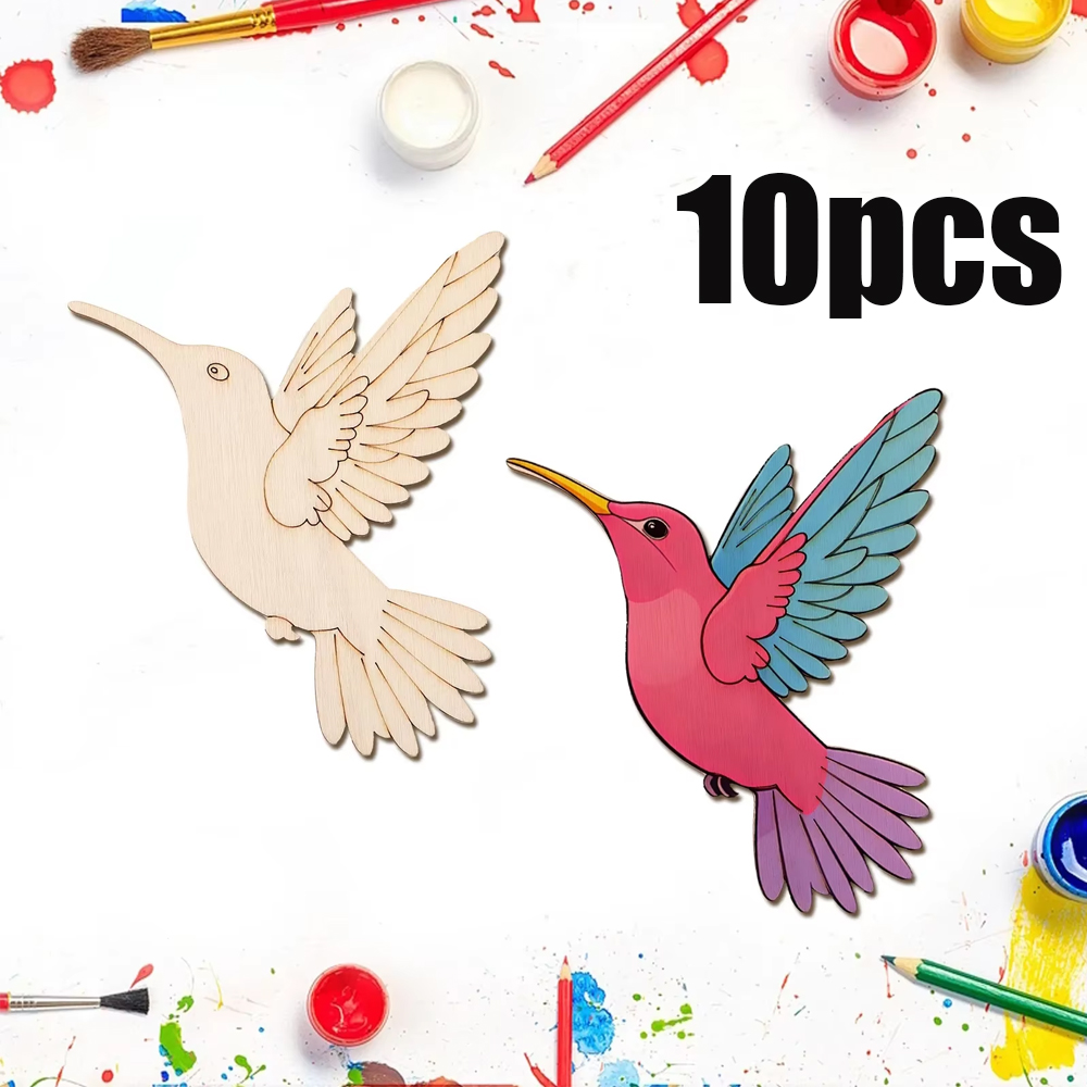 Craft Art Set - 10 adet Bitmemiş Ahşap Hayvan Kuş